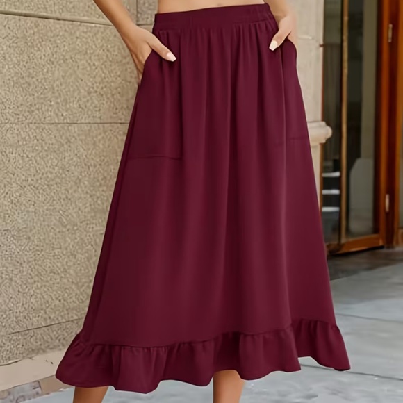 NWT Berydress Burgundy Maxi Skirt Size Medium - Picture 1 of 5